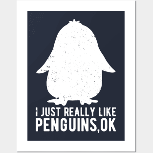 Retro vintage I Just Really Like Penguins OK Animal Lover Posters and Art